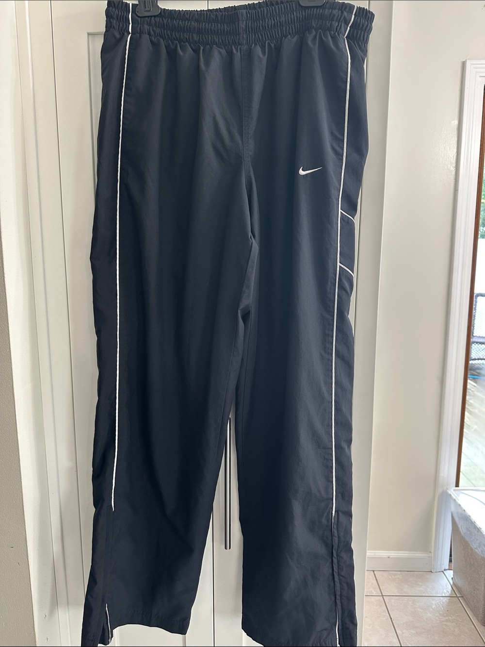 Men’s Nike Black Track Pants with White Piping XL